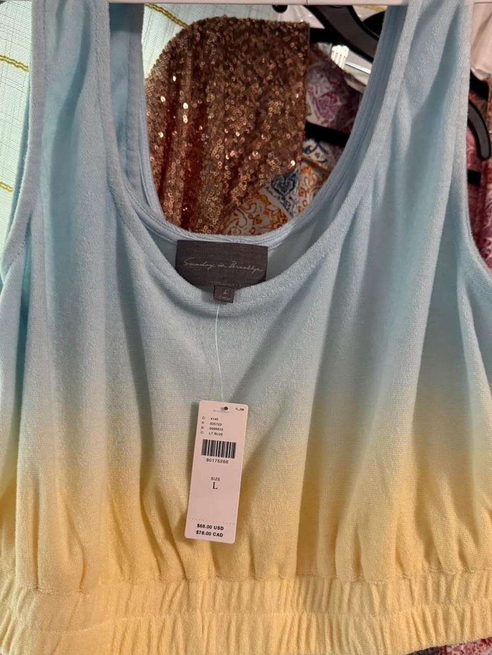 NWT Sunday in Brooklyn Anthropologie Light Blue to Pale Yellow Ombre Tank Top